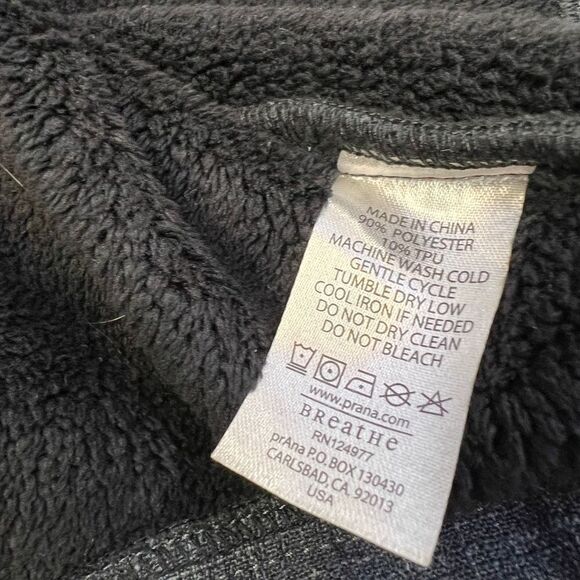 Prana Jacket Women’s Large Gray Full Zip Snap Buttons Bonded Fleece Lining - Picture 10 of 12
